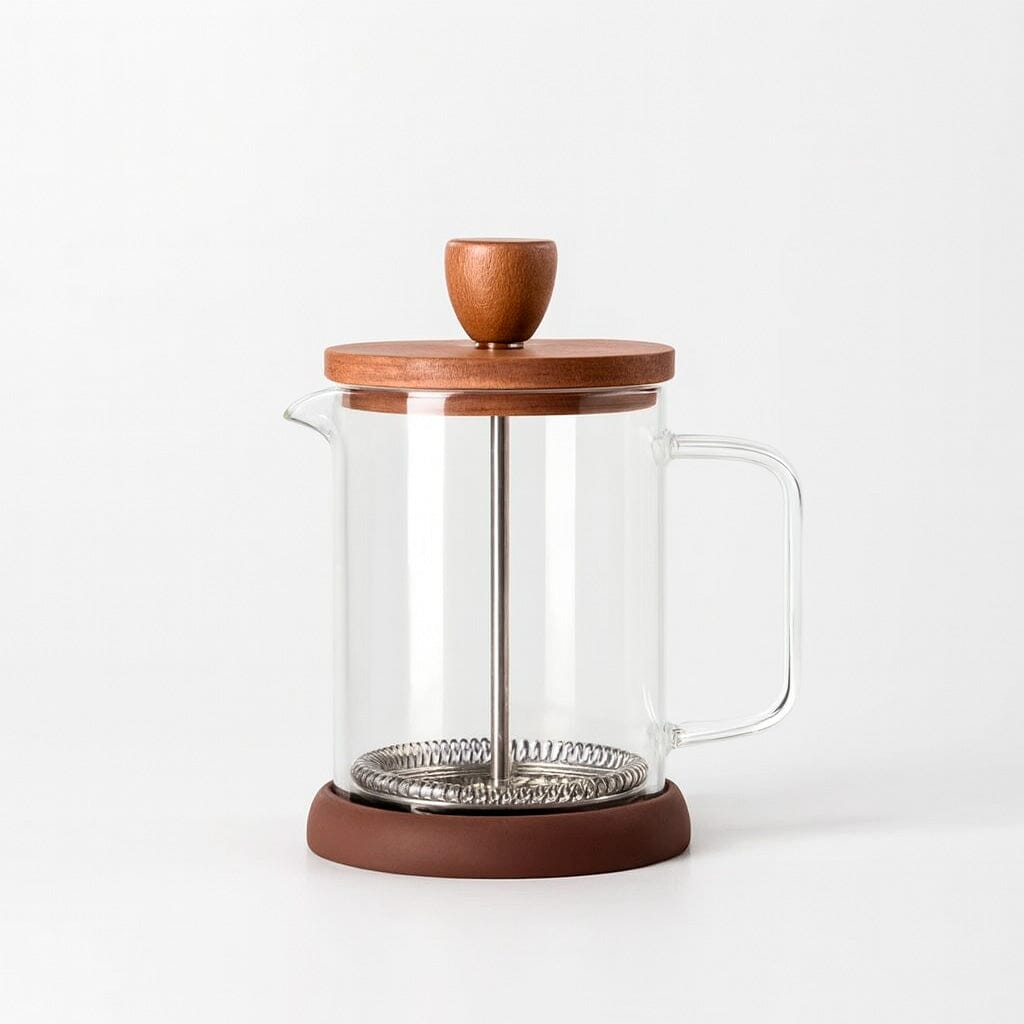 Cafeteira Prensa Francesa de Vidro Borossilicato com Tampa de Madeira Nogueira Cafeteira Prensa Francesa de Vidro Borossilicato com Tampa de Madeira Nogueira Doca 400ml