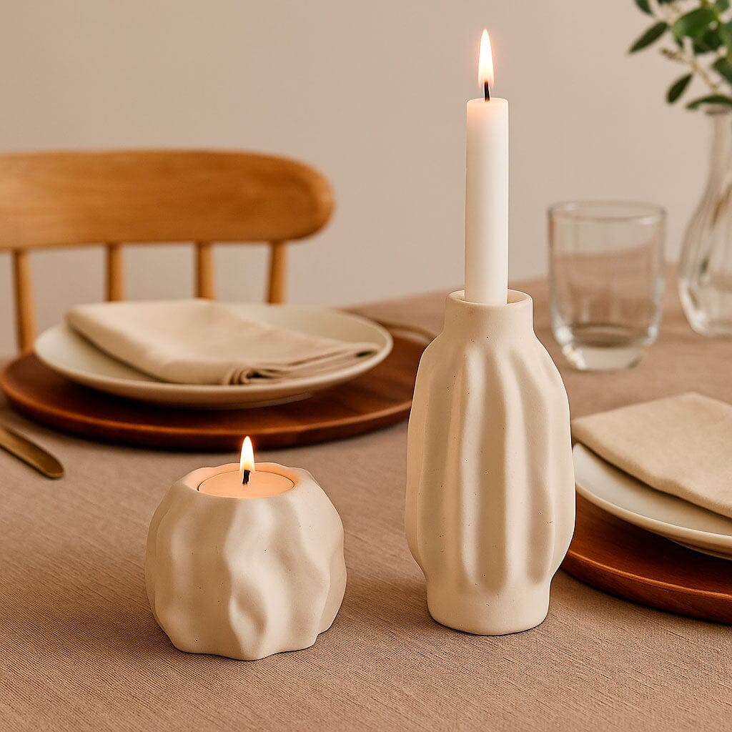 Castiçais de Cerâmica com Textura Orgânica Castiçais de Cerâmica com Textura Orgânica Doca