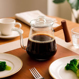 Chaleira de Vidro Borossilicato com Alça de Madeira para Café Chaleira de Vidro Borossilicato com Alça de Madeira para Café Doca