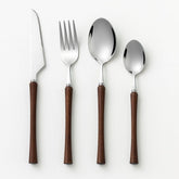 Conjunto de Talheres em Inox com Cabo de Madeira 4 Peças Conjunto de Talheres em Inox com Cabo de Madeira 4 Peças Doca Conjunto com 4 peças