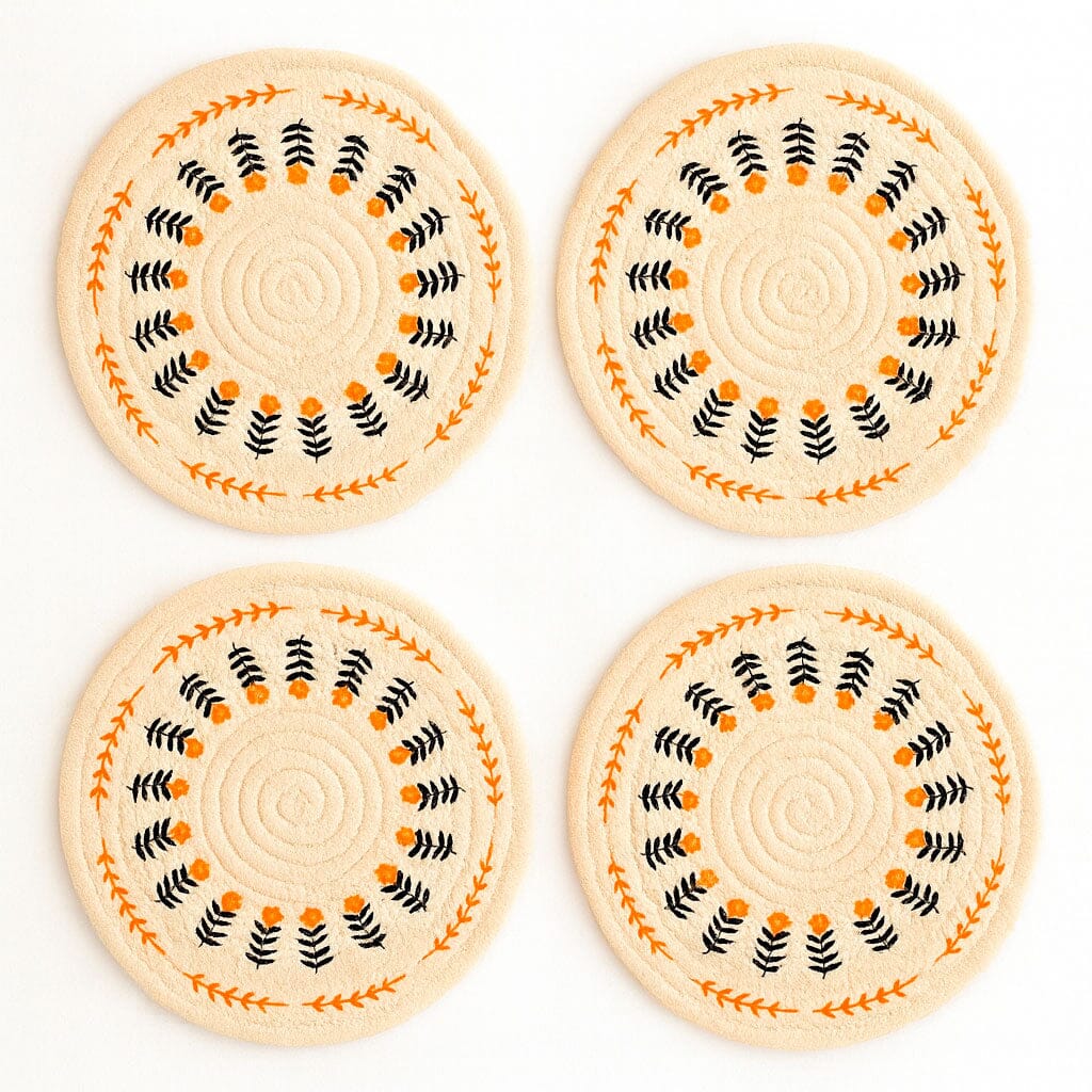 Descanso de Panela de Algodão com Estampa Floral Nórdica 4 Peças Descanso de Panela de Algodão com Estampa Floral Nórdica 4 Peças Doca