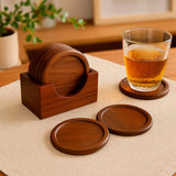 Porta Copos de Madeira com Suporte Conjunto com 6 Peças Porta Copos de Madeira com Suporte Conjunto com 6 Peças Doca