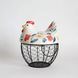 Porta Ovos de Cerâmica e Metal Formato Galinha Porta Ovos de Cerâmica e Metal Formato Galinha Doca 3