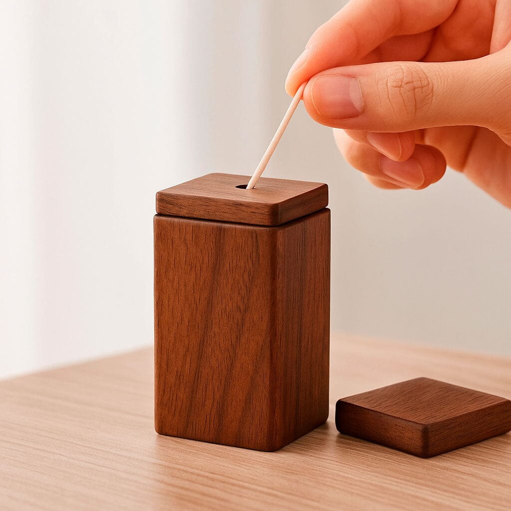 Porta-palitos de Madeira com Tampa Magnética Porta-palitos de Madeira com Tampa Magnética Doca