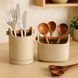 Porta Talheres de Cerâmica com Alça de Madeira Porta Talheres de Cerâmica com Alça de Madeira Doca