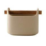 Porta Talheres de Cerâmica com Alça de Madeira Porta Talheres de Cerâmica com Alça de Madeira Doca Sem Dreno