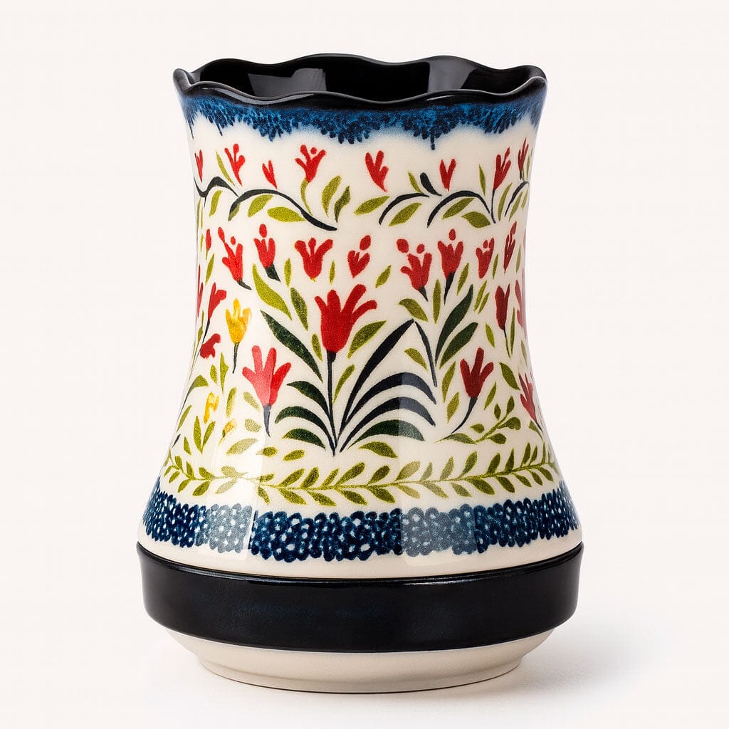 Porta Talheres de Cerâmica com Base Dreno e Design Floral Porta Talheres de Cerâmica com Base Dreno e Design Floral Doca 2