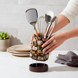 Porta Talheres de Cerâmica com Estampa Floral Porta Talheres de Cerâmica com Estampa Floral Doca