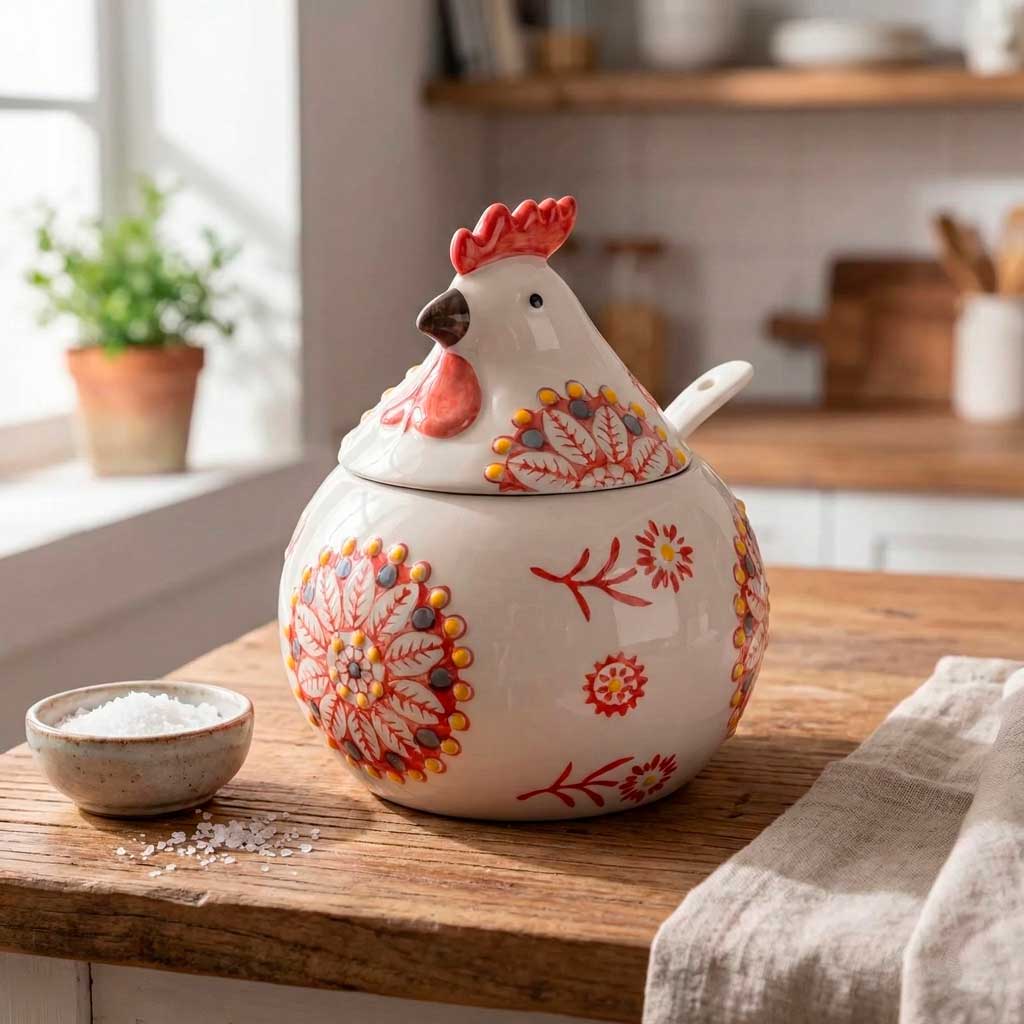 Porta Temperos de Cerâmica em Formato de Galinha Porta Temperos de Cerâmica em Formato de Galinha Doca