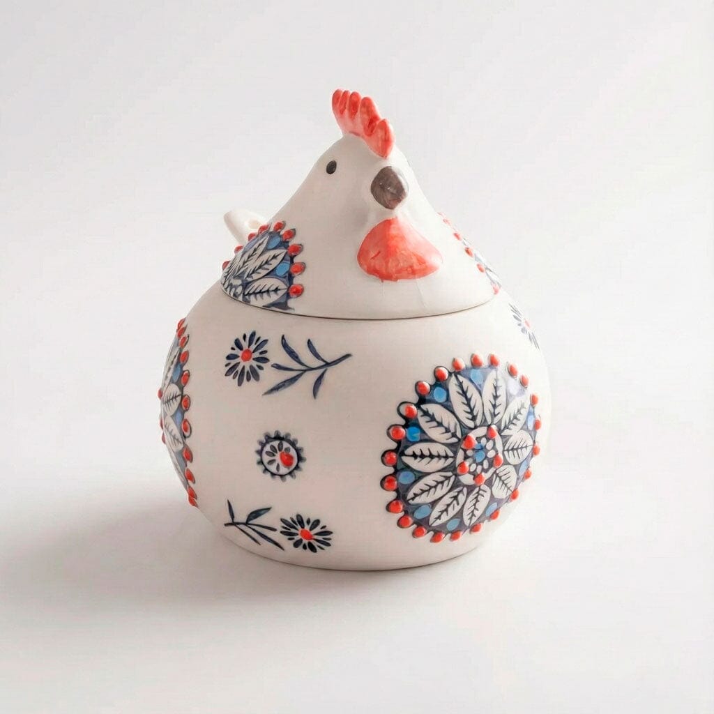 Porta Temperos de Cerâmica em Formato de Galinha Porta Temperos de Cerâmica em Formato de Galinha Doca Azul