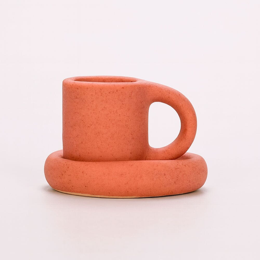 Porta-Velas de Cerâmica em Formato de Xícara Decorativa Porta-Velas de Cerâmica em Formato de Xícara Decorativa Doca Laranja