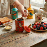 Pote de Cerâmica Decorativo com Tampa e Estampa de Pássaros Pote de Cerâmica Decorativo com Tampa e Estampa de Pássaros Doca