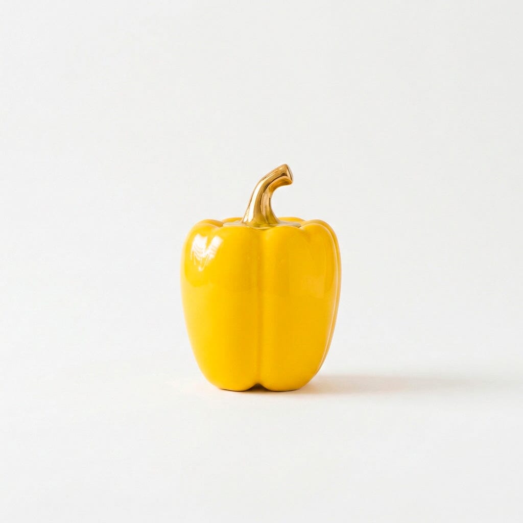 Pote Porta Temperos de Cerâmica em Formato de Pimentão com Tampa Pote Porta Temperos de Cerâmica em Formato de Pimentão com Tampa Doca Amarelo