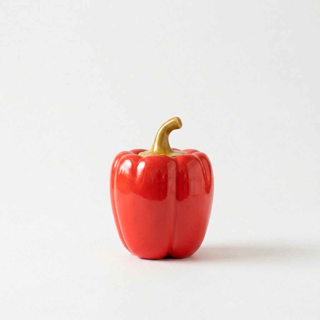 Pote Porta Temperos de Cerâmica em Formato de Pimentão com Tampa Pote Porta Temperos de Cerâmica em Formato de Pimentão com Tampa Doca Vermelho