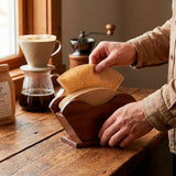 Suporte de Madeira para Filtro de Café com Design Artesanal Suporte de Madeira para Filtro de Café com Design Artesanal Doca