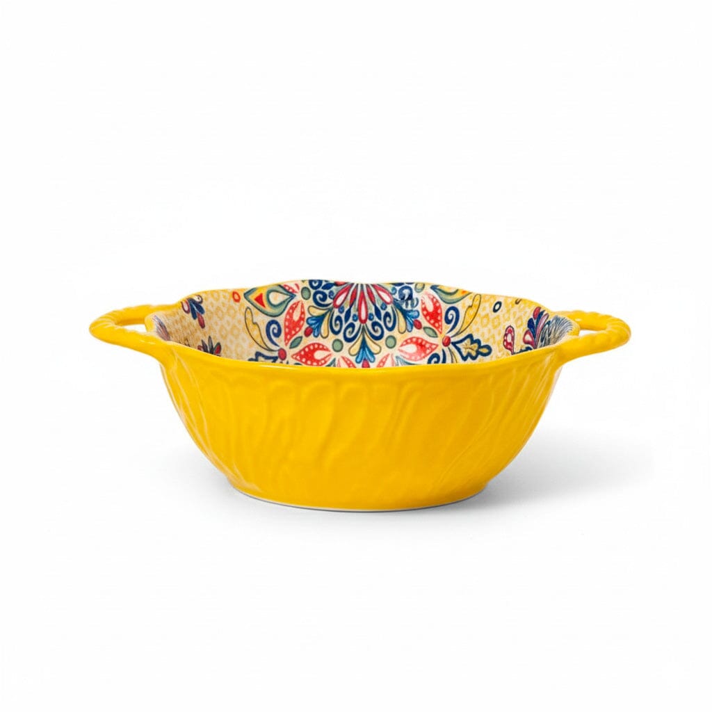 Tigela de Cerâmica Colorida com Alças e Design Artesanal Tigela de Cerâmica Colorida com Alças e Design Artesanal Doca Amarelo