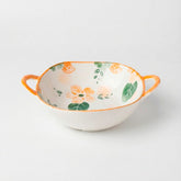 Tigela de Cerâmica com Alças e Design Floral Tigela de Cerâmica com Alças e Design Floral Doca Laranja Floral