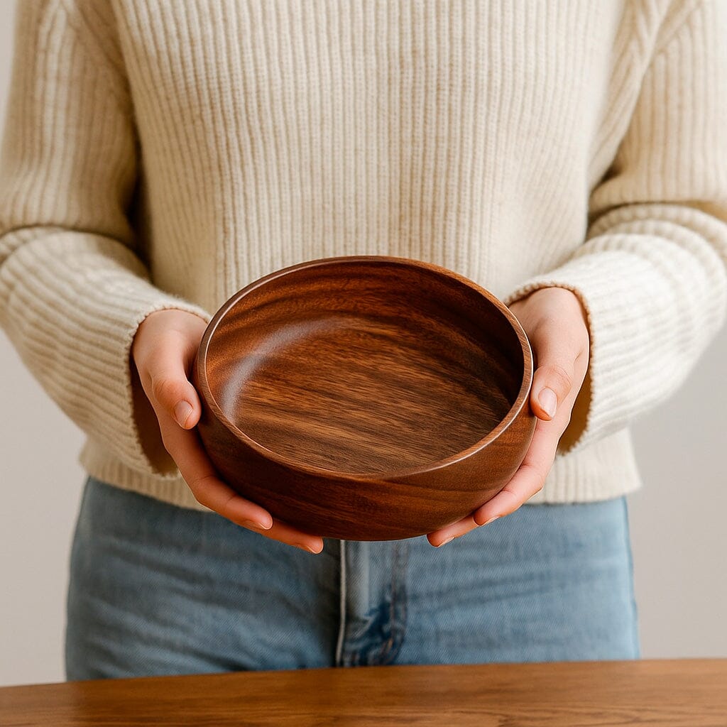 Tigela de Madeira Natural com Acabamento Artesanal para Servir e Decorar Tigela de Madeira Natural com Acabamento Artesanal para Servir e Decorar Doca