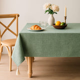 Toalha de Mesa de Linho com Ponta Tassel Toalha de Mesa de Linho com Ponta Tassel Doca