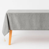 Toalha de Mesa de Linho com Ponta Tassel Toalha de Mesa de Linho com Ponta Tassel Doca Cinza 120*120cm