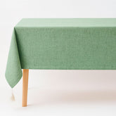 Toalha de Mesa de Linho com Ponta Tassel Toalha de Mesa de Linho com Ponta Tassel Doca Verde 120*120cm