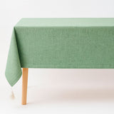 Toalha de Mesa de Linho com Ponta Tassel Toalha de Mesa de Linho com Ponta Tassel Doca Verde 120*120cm