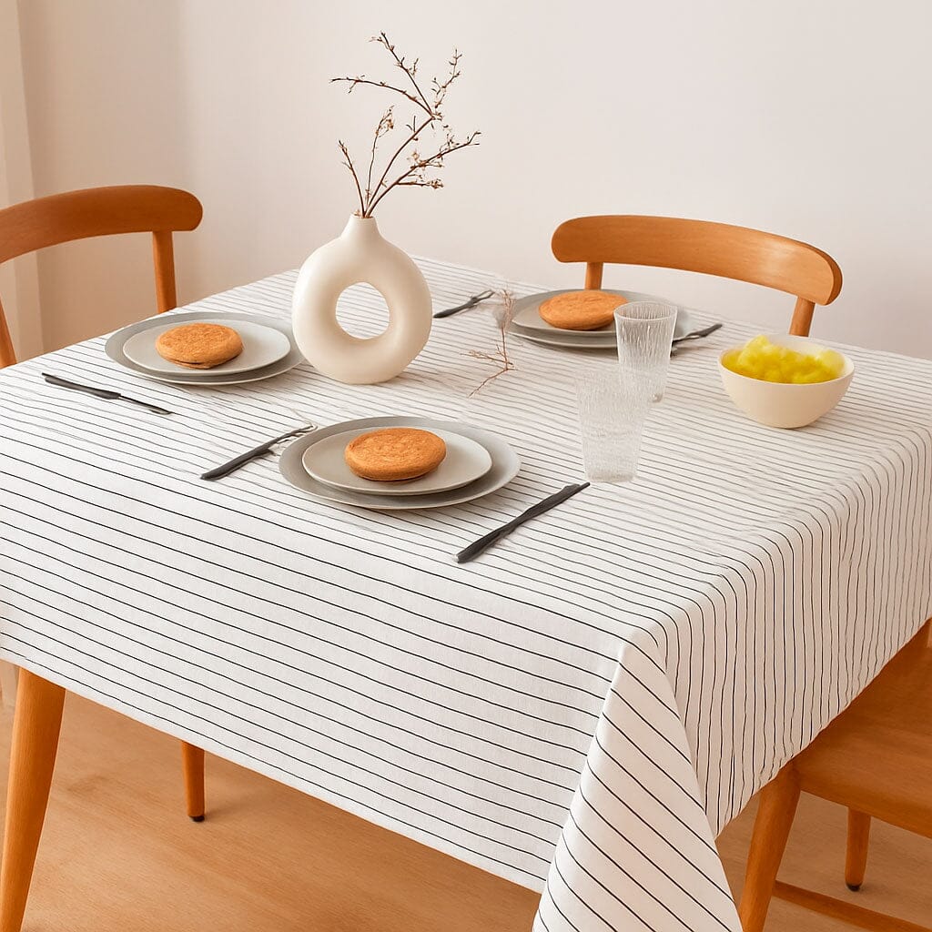 Toalha de Mesa de Linho Listrada Minimalista Toalha de Mesa de Linho Listrada Minimalista Doca