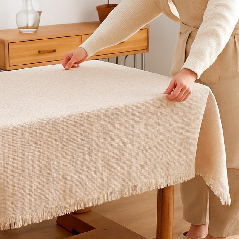 Toalha de Mesa Retangular com Borlas em Algodão Toalha de Mesa Retangular com Borlas em Algodão Doca