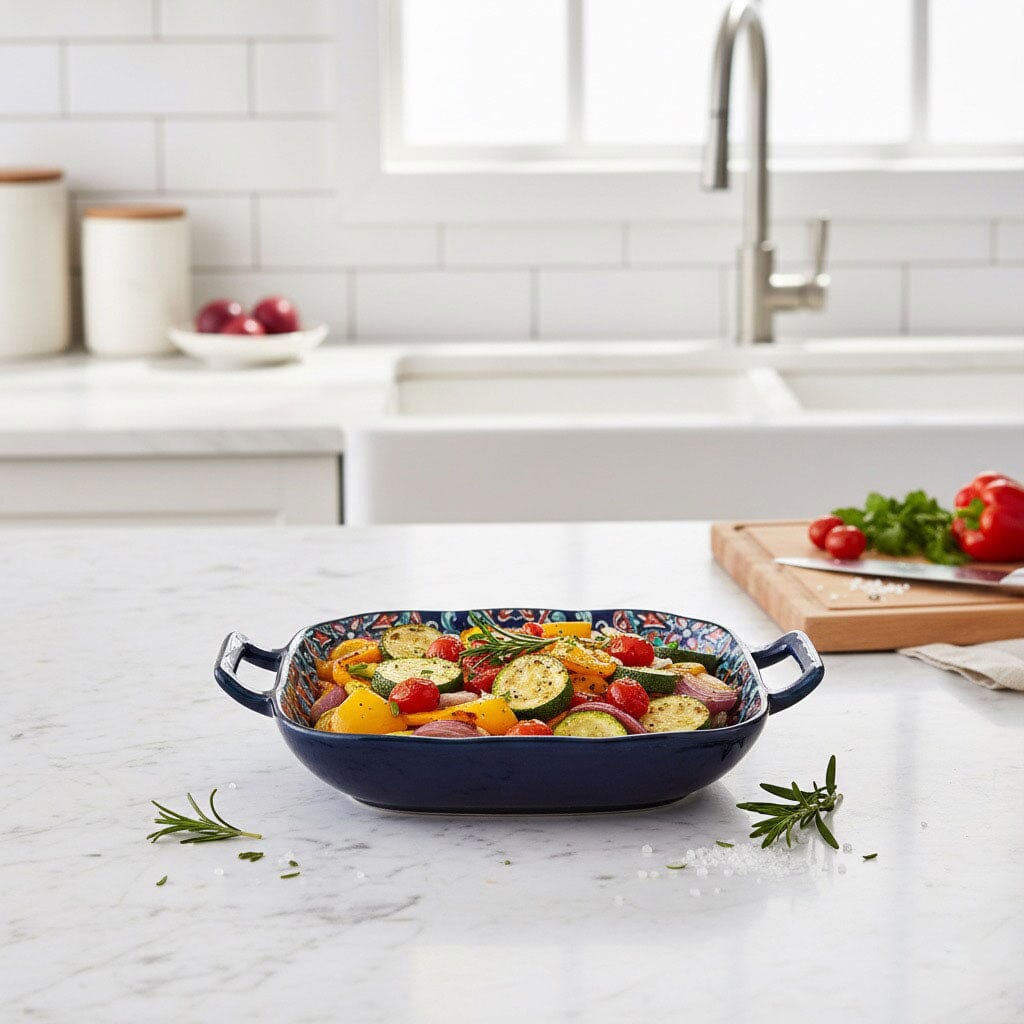 Travessa de Cerâmica Decorada com Alças Travessa de Cerâmica Decorada com Alças Doca