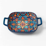 Travessa de Cerâmica Decorada com Alças Travessa de Cerâmica Decorada com Alças Doca Azul 23cm x 18cm