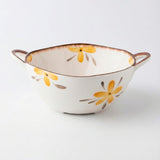 Travessa de Cerâmica Floral com Alças Laterais Travessa de Cerâmica Floral com Alças Laterais Doca Amarelo Floral