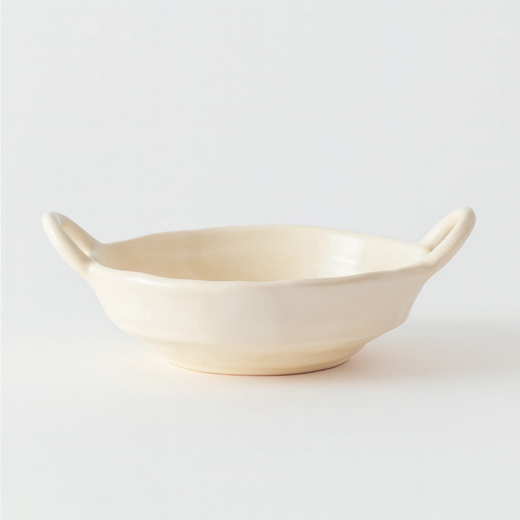 Travessa de Cerâmica Fosca com Alças Laterais Travessa de Cerâmica Fosca com Alças Laterais Doca Creme Médio