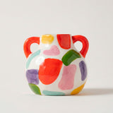 Vaso de Cerâmica Pintado à Mão com Alças Coloridas Vaso de Cerâmica Pintado à Mão com Alças Coloridas Doca Duas alças orgânico