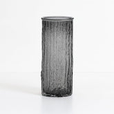 Vaso de Vidro Texturizado Cilíndrico para Decoração de Mesa Vaso de Vidro Texturizado Cilíndrico para Decoração de Mesa Doca Cinza