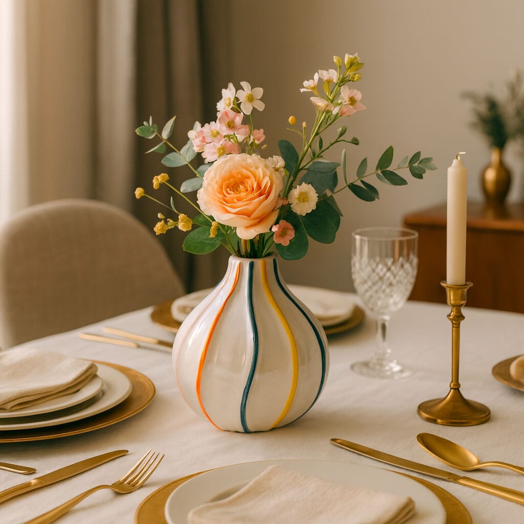 Vaso Decorativo de Cerâmica com Pintura Colorida para Centro de Mesa Vaso Decorativo de Cerâmica com Pintura Colorida para Centro de Mesa Doca