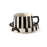 Xícara de Cerâmica Listrada com Pires 260ml Xícara de Cerâmica Listrada com Pires 260ml Doca Preta