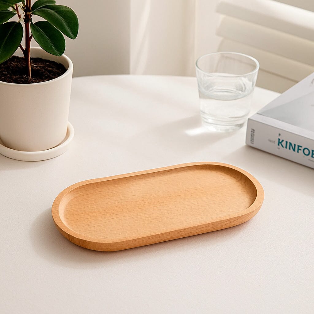 Bandeja Retangular de Madeira Natural com Design Minimalista Bandeja Retangular de Madeira Natural com Design Minimalista Doca 