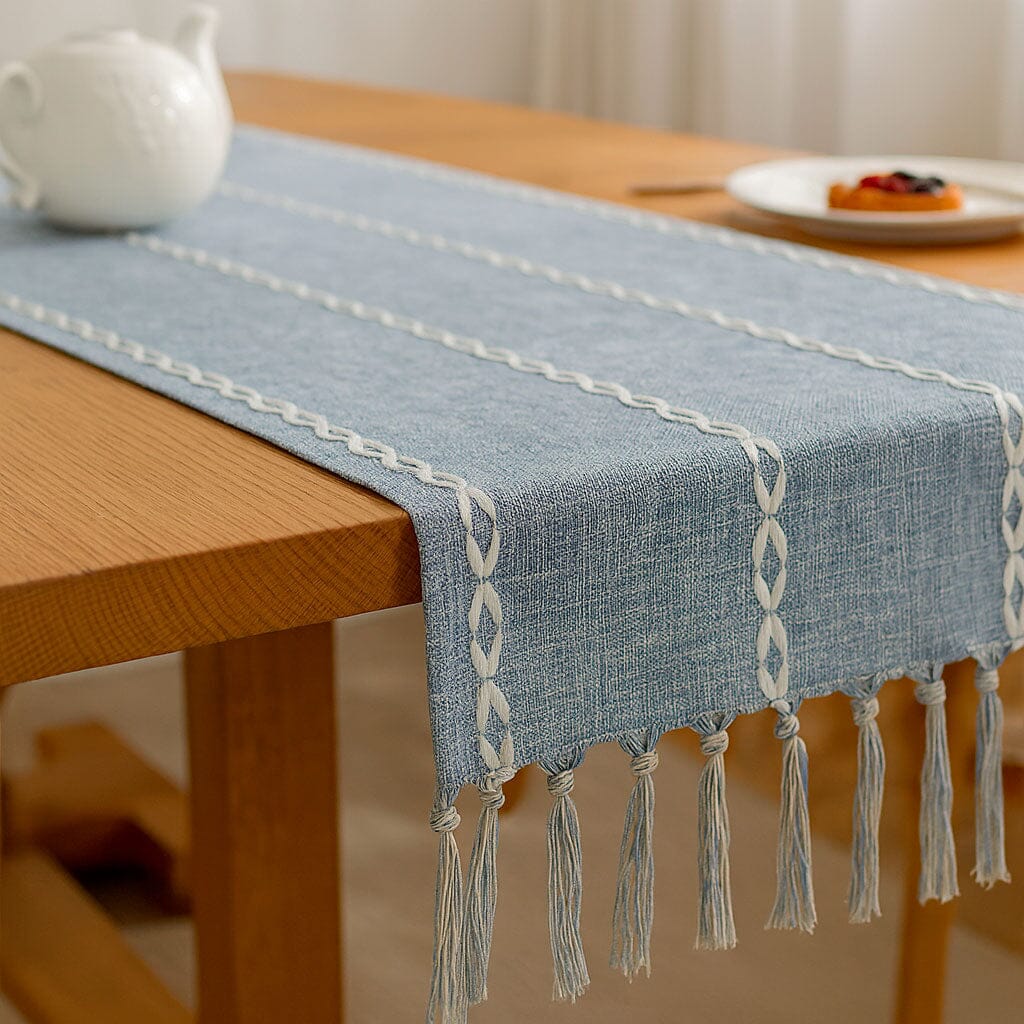 Caminho de Mesa Linho Natural com Acabamento Artesanal Caminho de Mesa Linho Natural com Acabamento Artesanal Doca 