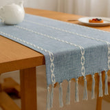 Caminho de Mesa Linho Natural com Acabamento Artesanal Caminho de Mesa Linho Natural com Acabamento Artesanal Doca 