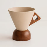 Caneca de Cerâmica com Alça e Base em Madeira 250ml Caneca de Cerâmica com Alça e Base em Madeira 250ml Doca 