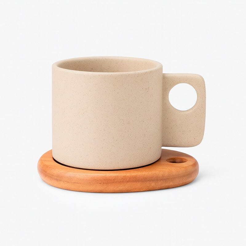 Caneca de Cerâmica com Base em Madeira 300ml Caneca de Cerâmica com Base em Madeira 300ml Doca 