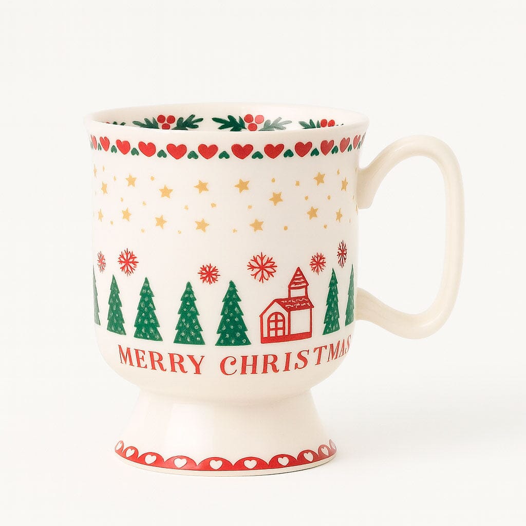 Caneca Natalina de Cerâmica 410ml Base Pedestal Estampas Festivas Caneca Natalina de Cerâmica 410ml Base Pedestal Estampas Festivas Doca 400ml 