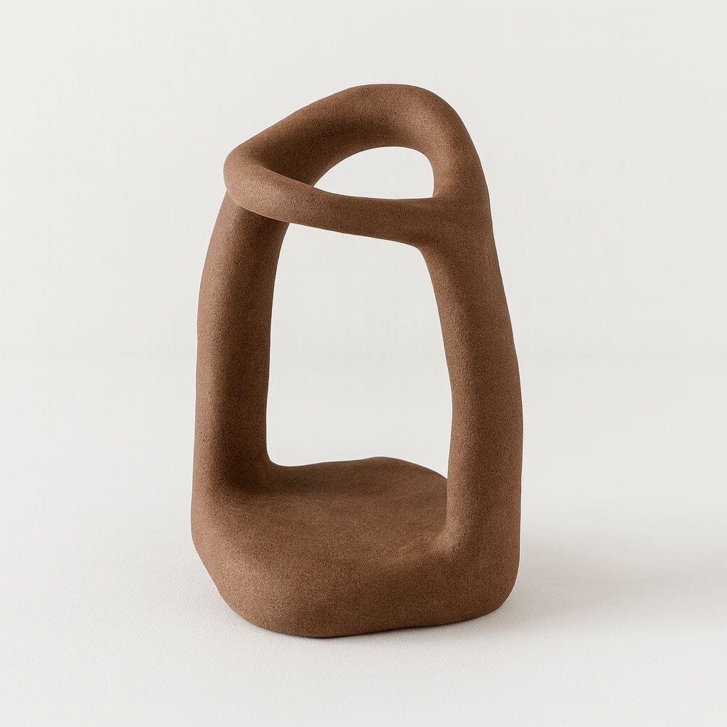 Castiçal de Cerâmica Decorativo Moderno Castiçal de Cerâmica Decorativo Moderno Doca Marrom 