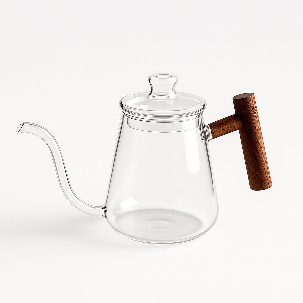 Chaleira de Vidro Borossilicato com Alça de Madeira para Café Chaleira de Vidro Borossilicato com Alça de Madeira para Café Doca 480ml 