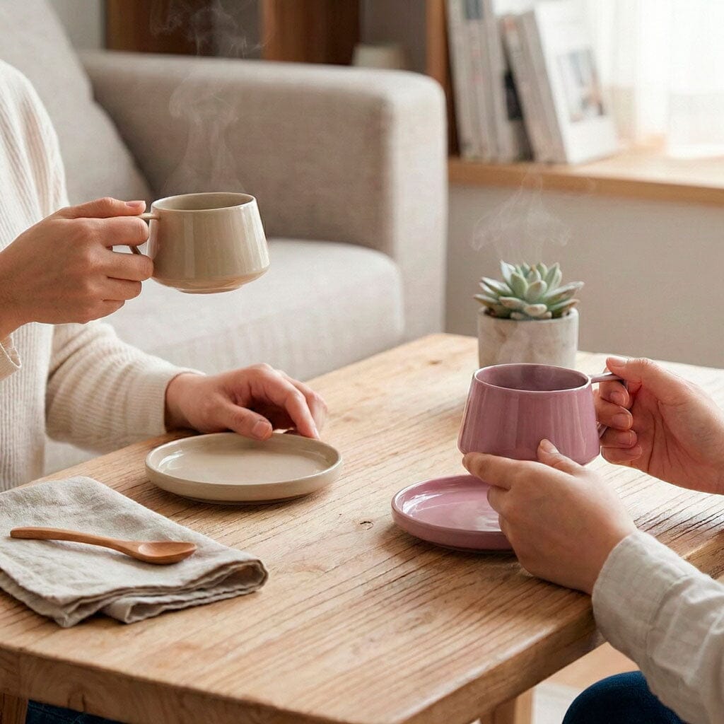 Conjunto Caneca de Cerâmica com Pires Conjunto Caneca de Cerâmica com Pires Doca 
