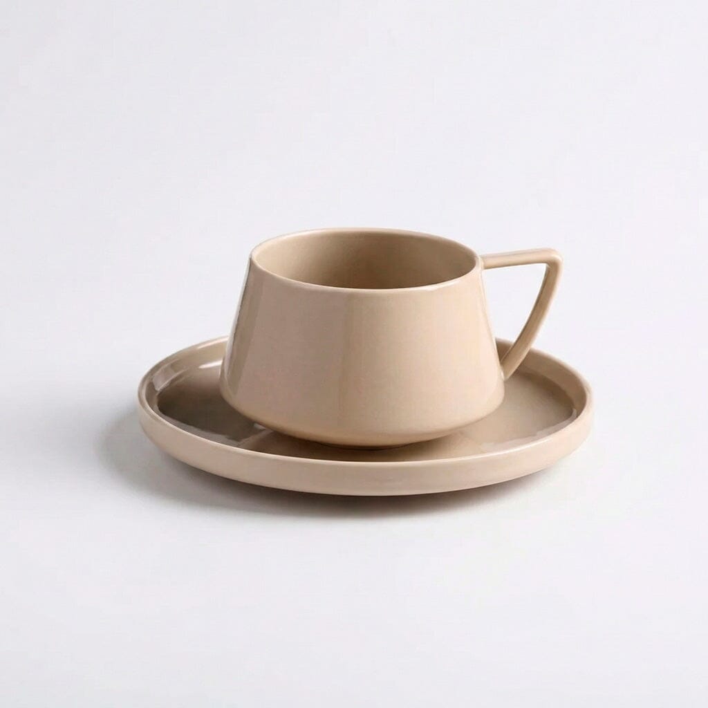 Conjunto Caneca de Cerâmica com Pires Conjunto Caneca de Cerâmica com Pires Doca Bege 