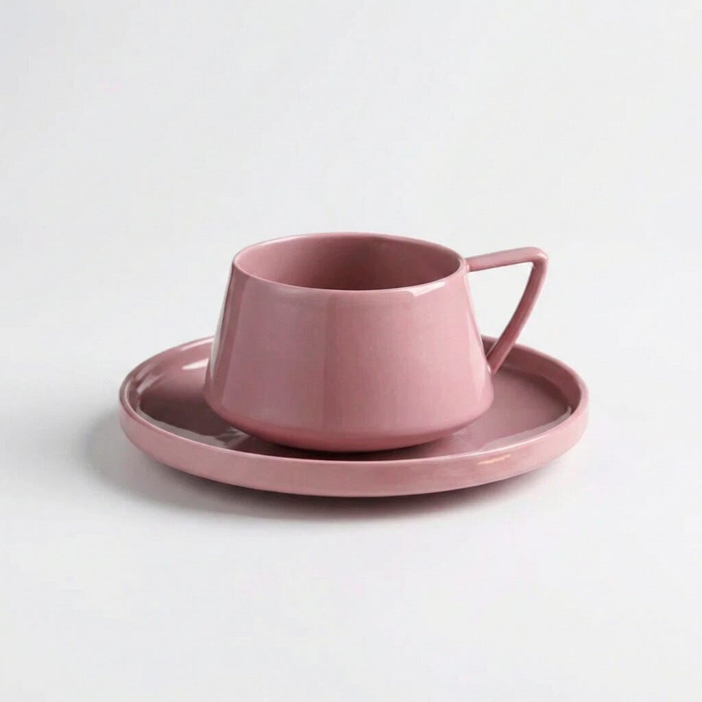 Conjunto Caneca de Cerâmica com Pires Conjunto Caneca de Cerâmica com Pires Doca Rosa 