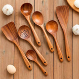 Conjunto de Utensílios de Cozinha em Madeira com Suporte Conjunto de Utensílios de Cozinha em Madeira com Suporte Doca 