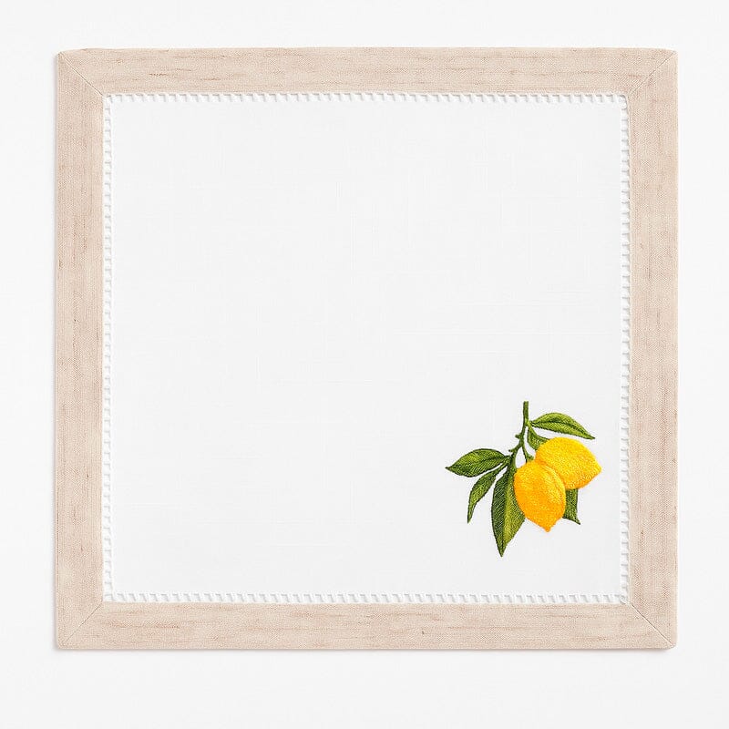 Guardanapo Decorativo com Bordado de Limões 42x42cm Guardanapo Decorativo com Bordado de Limões 42x42cm Doca 