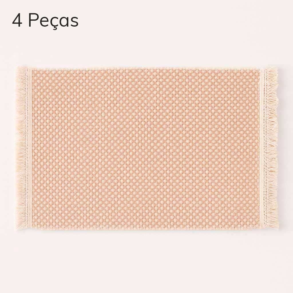 Jogo Americano de Linho com Franjas 4 Peças Jogo Americano de Linho com Franjas 4 Peças Doca Bege 